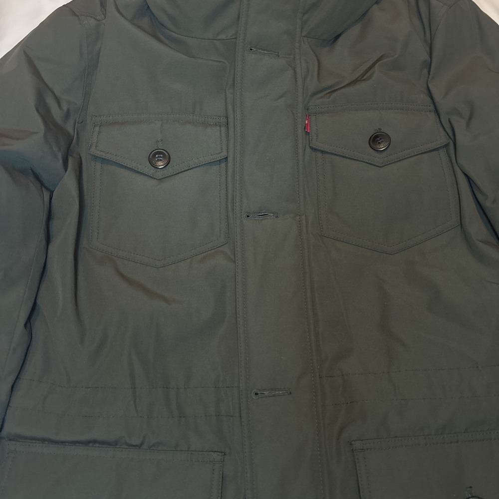 Levis‎ Jacket Mens XLarge green  Faux Fur Hood Parka Coat Winter - Picture 3 of 16